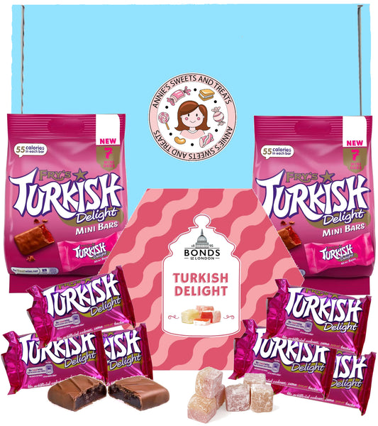 Turkish Delight Gift Box - Turkish Delight Chocolate (4 x 51g) and Mini Bars (2 x 7 pack 105g) | Bonds of London Turkish Delight | Traditional Turkish Delight | Ideal Christmas Hamper